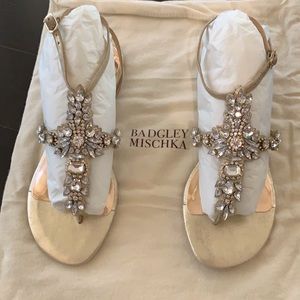 Badgley Mischka Cara II Embellished Flat Sandals